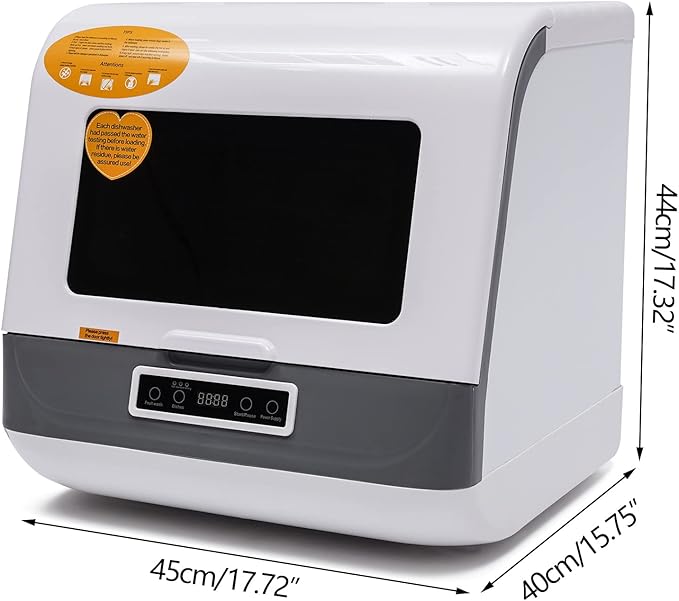 Countertop Dishwasher,1200W Portable Dishwasher with 3 Washing Programs, Air-Dry Function and LED Light 110V Stainless Steel Automatic Dishwasher Deep Heating Cleaning Machine for Apartment, Dorms,RVs
