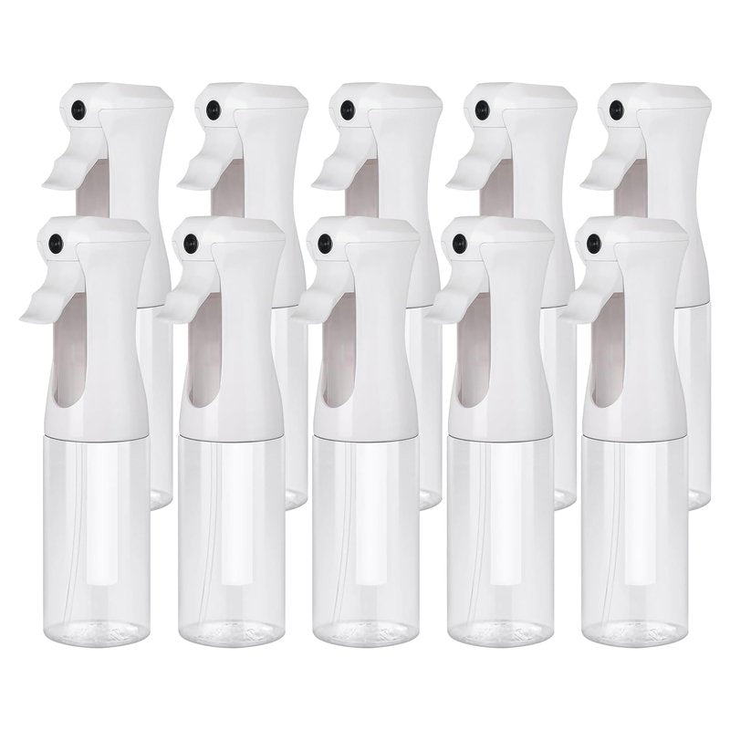 Aquableu Spray Bottle for Hair – 10-Pack Continuous Mist Spray Bottle for Hair Care, Styling, Cleaning, Plants, Pets & Essential Oils (Clear, 6.76oz/200ml)