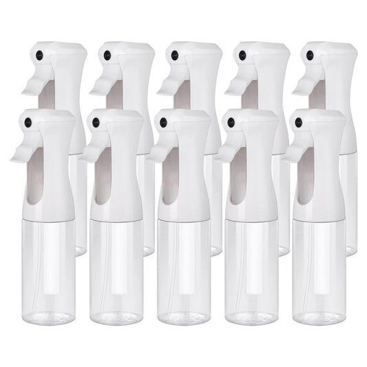 Aquableu Spray Bottle for Hair – 10-Pack Continuous Mist Spray Bottle for Hair Care, Styling, Cleaning, Plants, Pets & Essential Oils (Clear, 6.76oz/200ml)