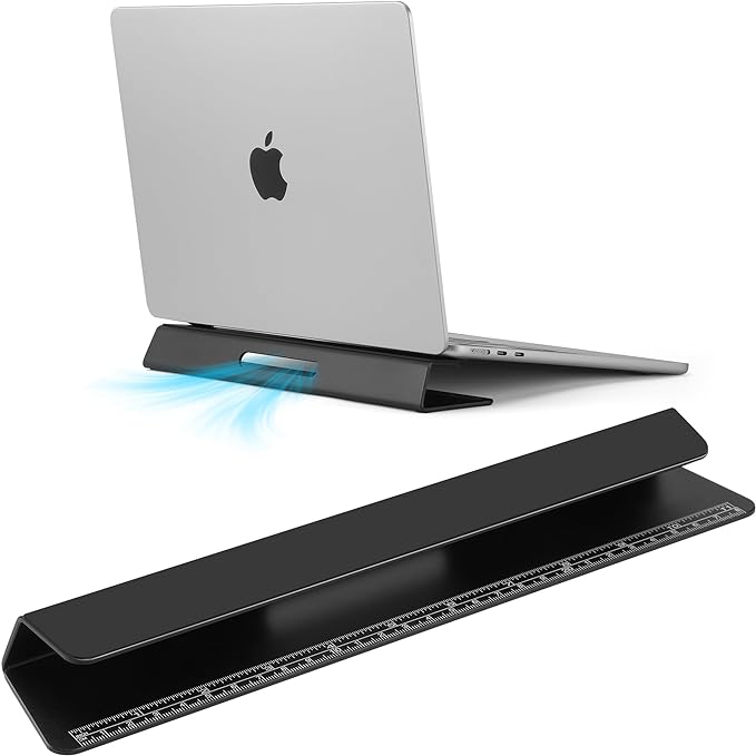 Psitek Portable Laptop Wedge Airflow Cooling Stand, Aluminium Laptops Feet Legs Improved Ergonomics, Stability, and Versatility - Compatible with MacBook and All Laptop, with Ruler