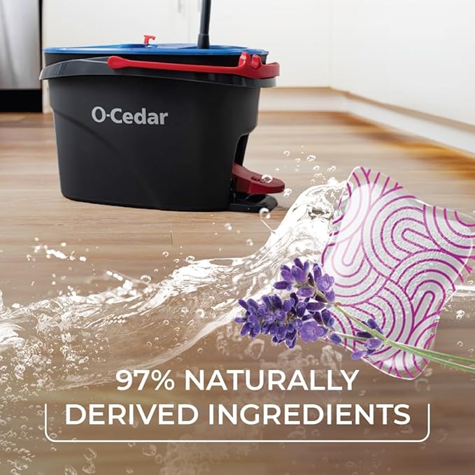 O-Cedar System Easy Wring Spin Mop & Bucket with 3 Extra Refills with Lavender Pac (Variety Pack)