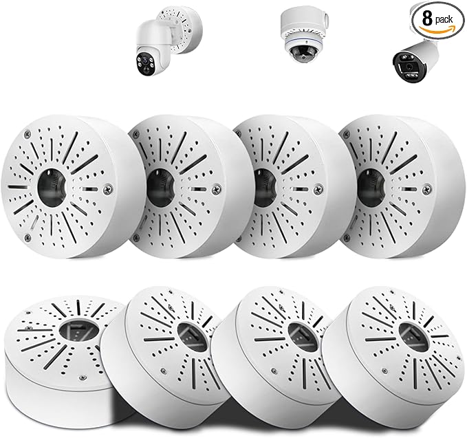 WEILAILIFE 【Compatible Almost All Cameras Type】 Security Camera Junction Box, Universial CCTV Camera Junction Boxes, Outdoor Surveillance Camera Mount Bracket (8 Pack)