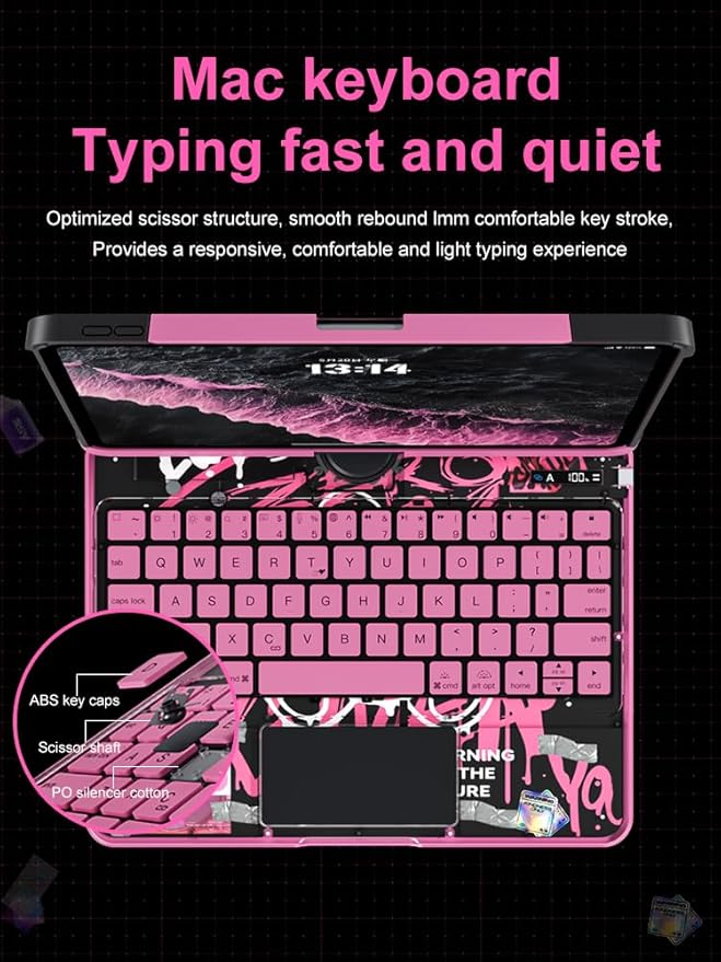 Transparent Case with Wireless Keyboard for iPad Air 11 Inch (M3/M2,2025/2024), 7 Colors Backlight, Multi-Touch Trackpad, 360° Rotating Stand Case for 10.9" iPad Air 5th/4th, 11" iPad Pro 4/3/2/1