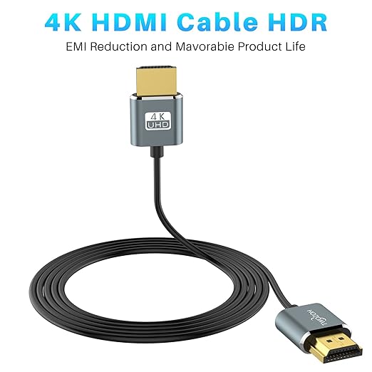 Twozoh Flexible & Slim HDMI Cable 1.6FT 2 Pack, Ultra Thin HDMI Cord Supports High Speed 4K@60Hz 18gbps 2160P/1080P