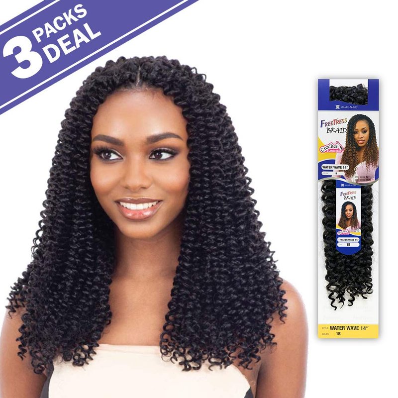 MULTI PACK DEALS! FreeTress Crochet Braids Water wave 14" (3-PACK, 1B)