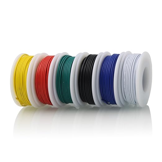 CBAZY Stranded Wire Kit 22 Gauge 6 Colors 26.2feet Each Electrical Wire 22AWG PVC Wire
