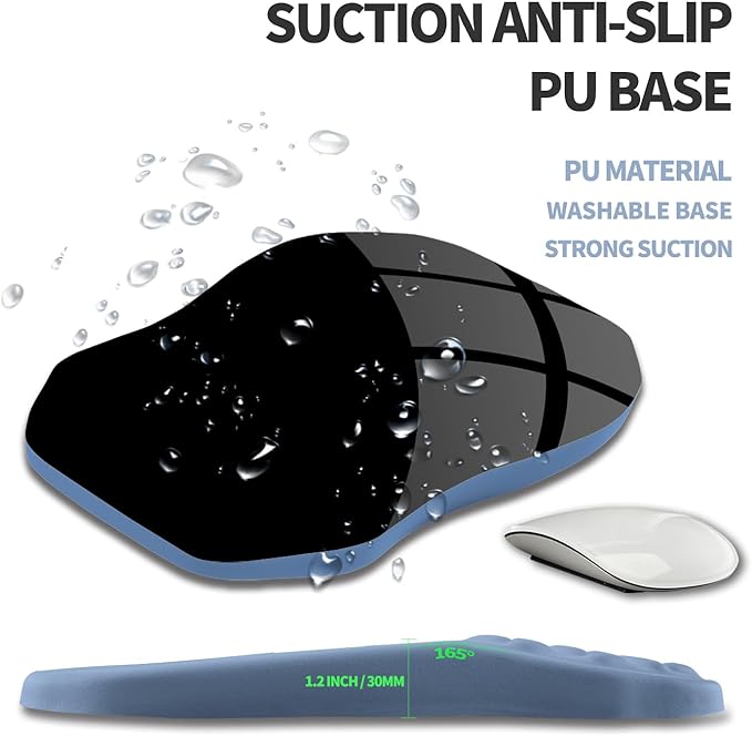 Gleamtide Ergonomic Raised Mouse Pad Wrist Support with Bilateral Slope Memory Foam Mousepad for Wrist Rest and Carpal Tunnel Pain Relief 11.8x7.9〃 Stone Blue
