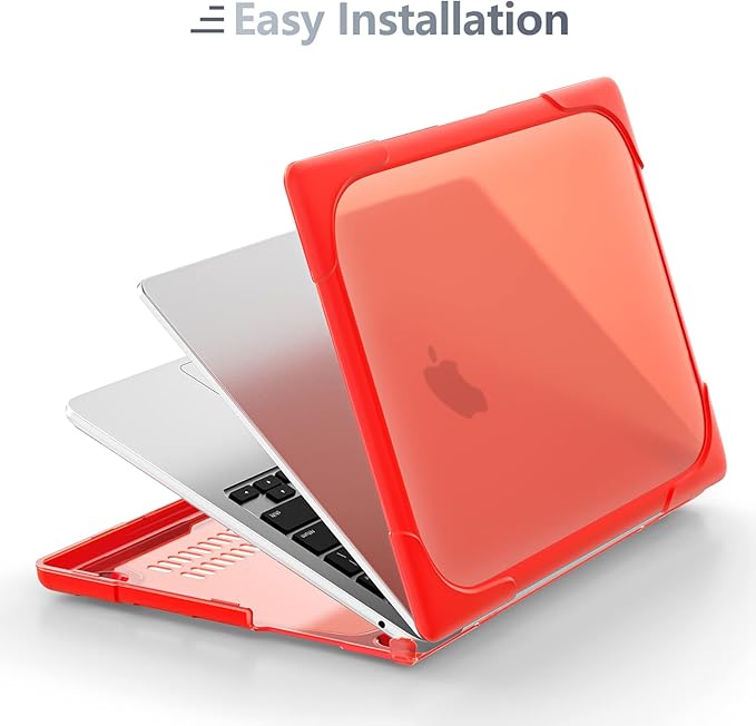 Batianda FlexStand Heavy Duty Case for MacBook Air 13.6 inch, Matte Red
