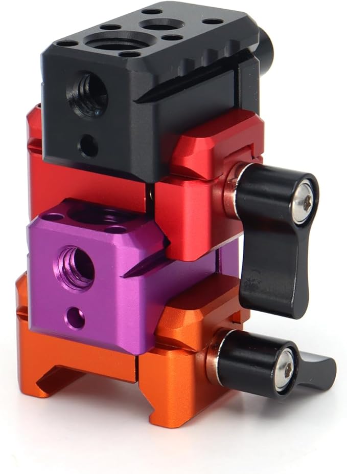 SZJELEN NATO Clamp Adapter,NATO Rail Lock Clamp Mount Quick Release with 1/4" 3/8" ARRI Thread for Camera Cage Handle Monitor LED Light Microphone Cold Shoe Magic Arm (Purple)