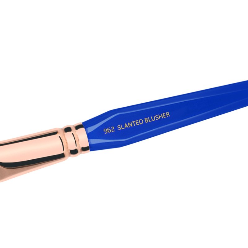 Bdellium Tools Professional Makeup Brush - Golden Triangle 962 Slanted Blusher - With All Vegan and Soft Synthetic Fibers, For Contouring and Highlighting (Blue, 1pc)