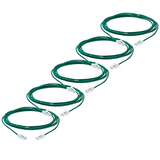 TRUECABLE Cat6 Component Rated Patch Cable, Unshielded (U/UTP), 14ft, Green, 28AWG Stranded Pure Copper, Snagless 10G High-Speed Ethernet Cable, PoE++ 4PPoE 100W, UL Listed, RoHS-3, 5 Pack