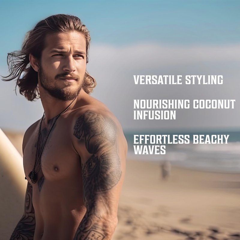 Viking Revolution Coconut Sea Salt Spray for Hair Men - Hair Texturizing Spray with Kelp, Aloe Vera & Red Algae Extract - Surf to Add Volume and Texture - Sea Salt for Men Beach
