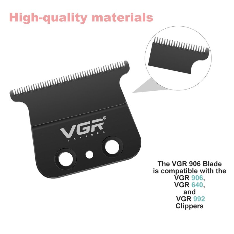 VGR 906/992/640 Trimmer T Blade Replacement, Carbon Steel T Shaped Blade with Zero Gapped for Clipper, Adjustable Precision for Professional Grade Trimmers