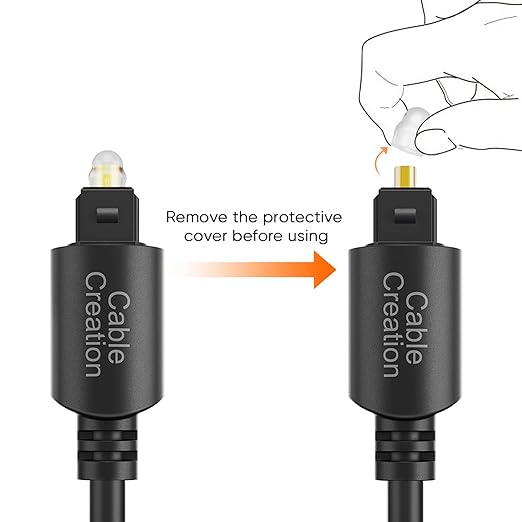 CableCreation 50FT Digital Fiber Optical TosLink Cable Gold Plated for Home Theater, Sound Bar, TV, PS4, Xbox, VD/CD Player,Blu-ray Players,Game Console& More,Black