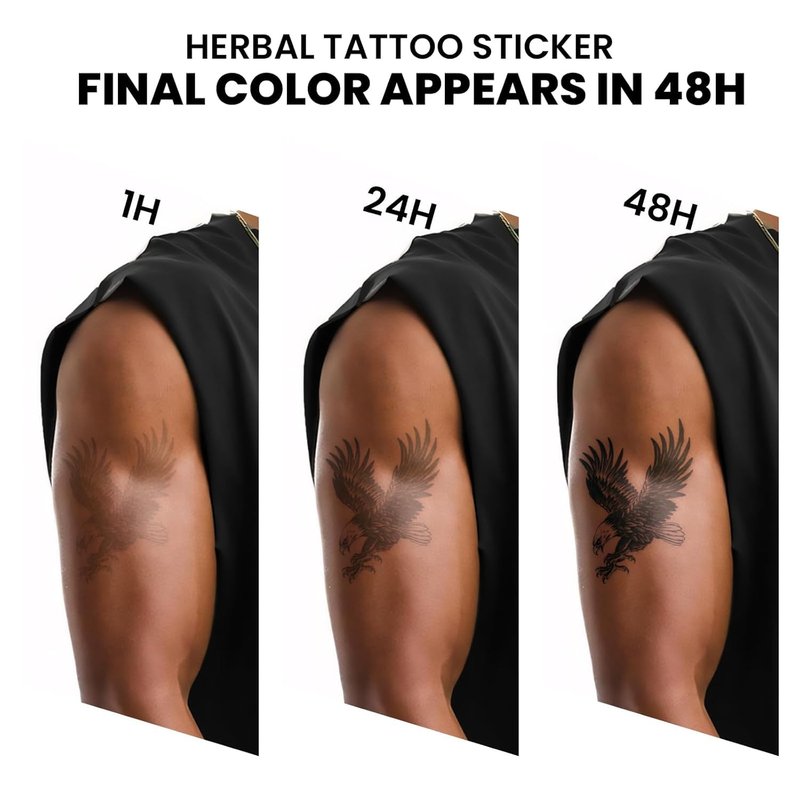 Realistic Semi-Permanent Tattoos - 2 Sheets for Men & Women | Waterproof Eagle Wing & Angel Flame Designs, Lasts 1-2 Weeks