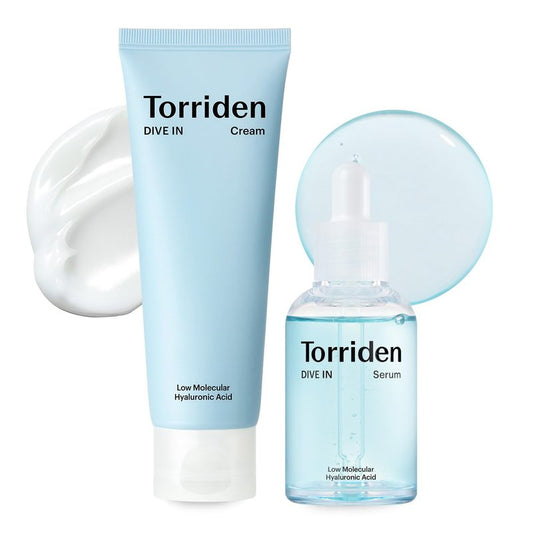 Torriden DIVE IN Serum & Cream Set | Deep Hydrating Hyaluronic Acid Duo for Glass Skin - 1.69 fl. oz. & 2.71 fl. oz.