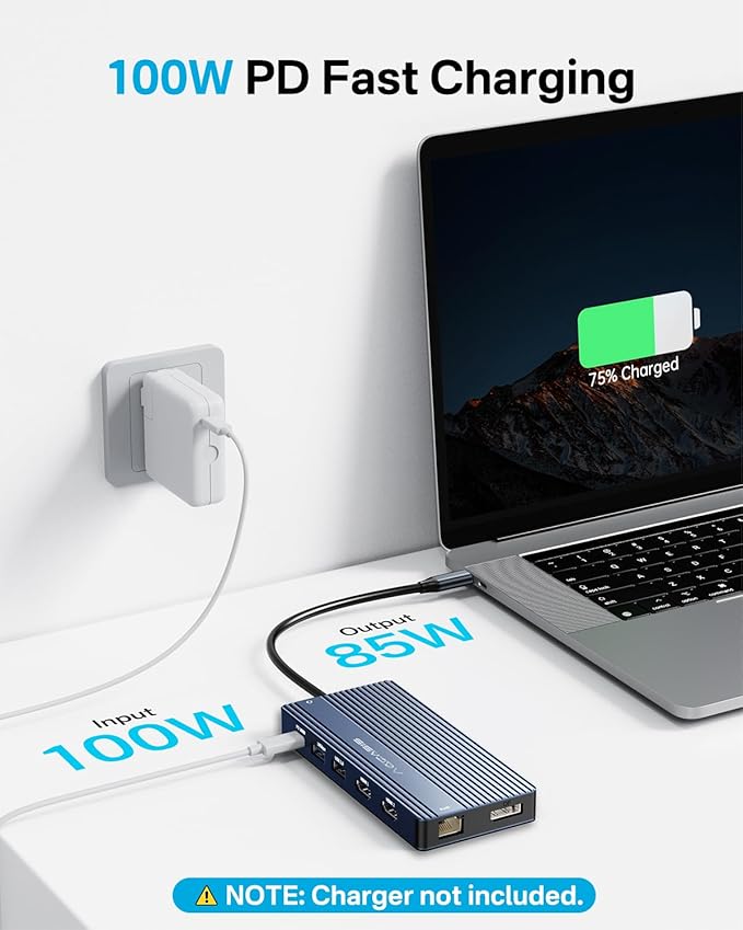USB C Docking Station Dual Monitor, 14 in 1 USB C Hub, Adapter with 2 HDMI+DP(4K60Hz), Ethernet, 3 USBC 10G,100W PD, SD/TF, Audio, Laptop Docking Station for Dell/HP/Lenovo/ThinkPad/Surface (Grey)