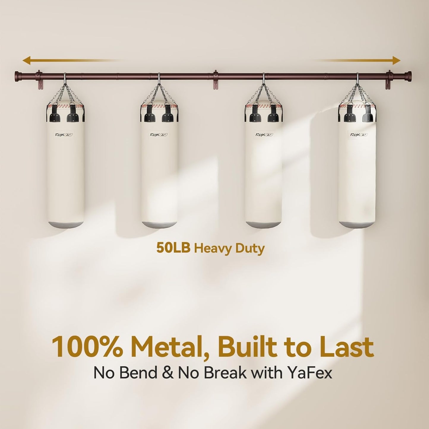 YaFex Curtain Rods - Heavy Duty 1 Inch Adjustable Window Treatment Rods | 32-58 Inch, Bronze Finish