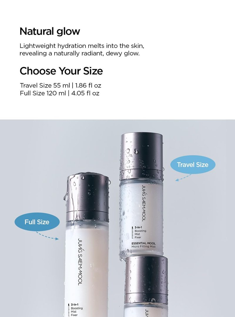 JUNG SAEM MOOL Essential Mool Micro Fitting Mist | Micro-Fine Setting Spray for Makeup & Hydrating Primer for Face with Thermal Spring Water, Long-Lasting Fix & Dewy Finish, Korean Makeup (1.86 Fl Oz)