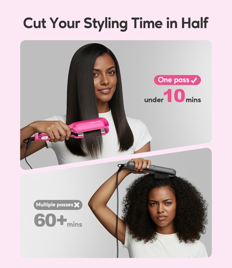 Terviiix 2 Inch Extra Wide Flat Iron Hair Straightener, Ceramic Tourmaline