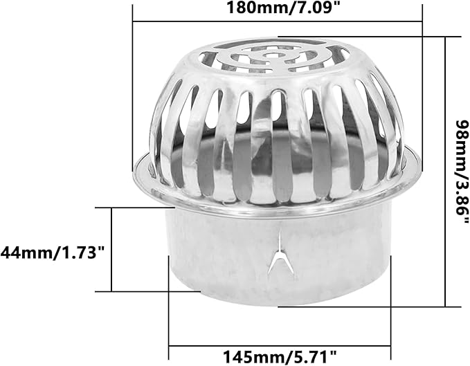 Roof Floor Drain,SAFYY 304 Stainless Steel Roof Drain Dome,Balcony Roof Dome Drain Cover,Yard Outdoor Anti Blocking Strainer,Gardens Gutter Cleaning Tool,Rain Bucket Drainage Parts (1, 150mm/6)