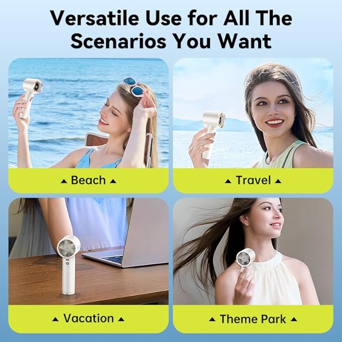 MUXNW Portable Fan For Travel Mini: Small Pocket Handheld Personal Rechargeable Battery Operated USB High Speed Keeping Cool In Hot Weather Summer Beach For Women (white)