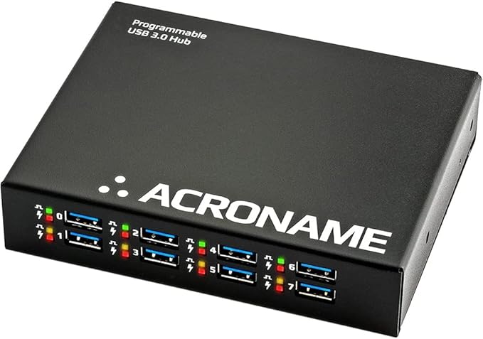Acroname - Managed USB Switch/Hub, 2 Hosts - 9 Port, Fast Charge (4A), Industrial & Scientific Grade, Programmable Compatible with Mac/Windows/Linux for Keyboard Mouse External Hard Drive