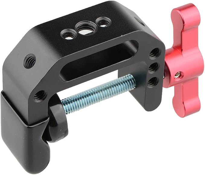 CAMVATE C Clamp with 1/4 and 3/8 thread hole for Camera Monitor(Red handle)
