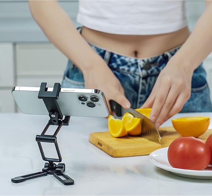 LEOFOTO PS-4 Silver Ultra Compact & Lightweight Smartphone Clamp/Holder/Video/Selfie Stand/Easel Arca/RRS Compatible
