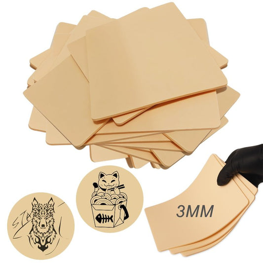 Emalla 3MM Fake Tattoo Skin - 20Pcs Premium Silicone Skin Practice Kit 7.48"x5.6" Double Sides Fake Skin Practice for Beginners and Artists Tattoo Supplies