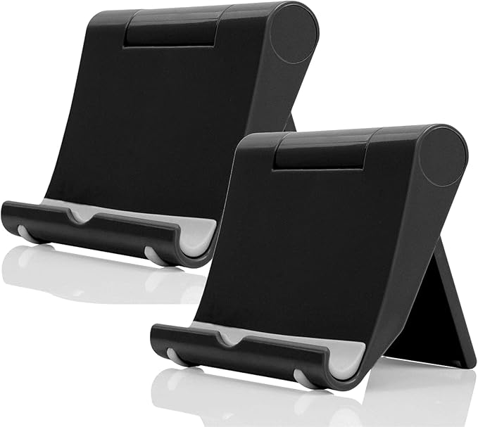 JUSDIQIR Adjustable Foldable Cell Phone Stand for Desk, Compatible with Most Smartphones and Tablets, Anti-Slip Rubber Base for Stability