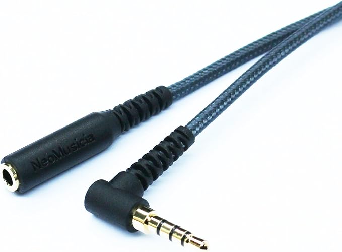 KetDirect 200cm(6ft) Right Angle 4 Pole 3.5mm 1/8 inch Male to 4 Pole 3.5mm 1/8 inch Female Stereo Audio Headphone Earphone Extension Cable Adapter Cord Tangle-Free Braided Wire