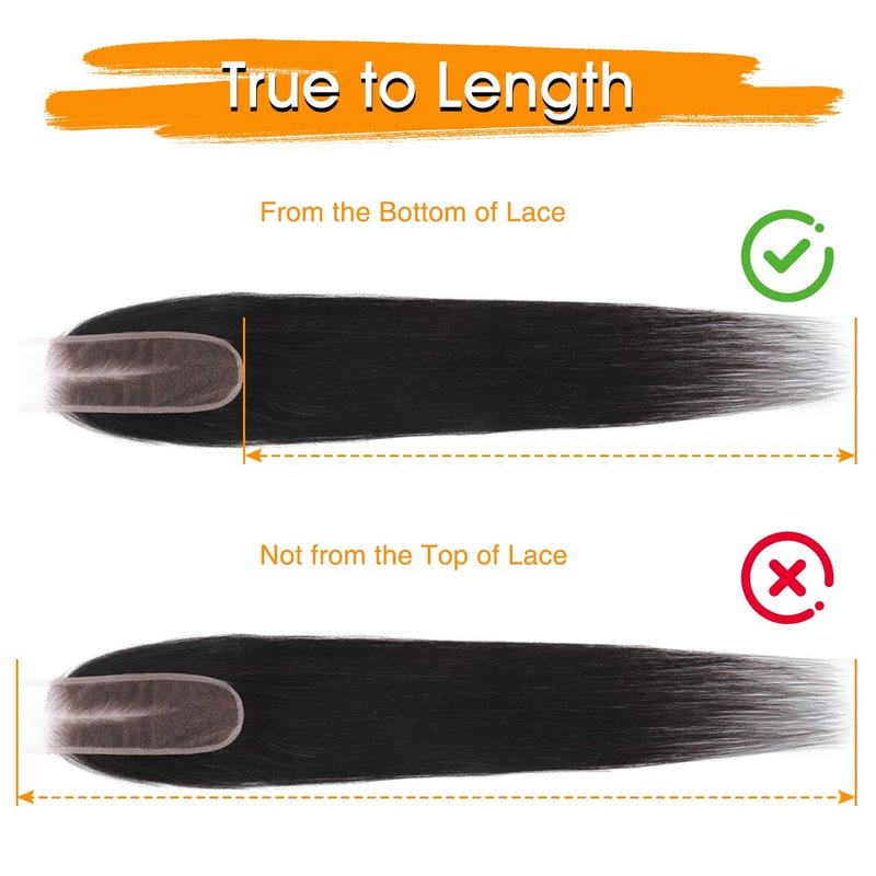 Anknia 2x6 HD Lace Closure Straight Skinlike HD Lace Virgin Remy Human Hair Frontal Pre Plucked Natural Hairline (Natural Black- 2x6 HD Lace Closure, 16 Inch)