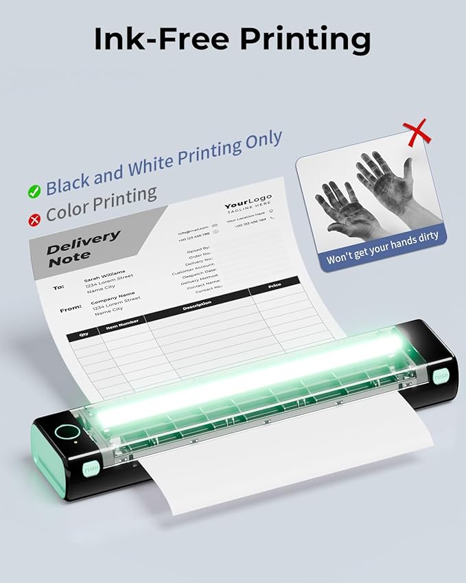 Phomemo Portable Printers Wireless for Travel - Bluetooth Thermal Printer Supports 8.5" X 11" Letter, Inkless Printer Compatible with Phone Laptop for Home Use Car School Office, Come with Carry Case