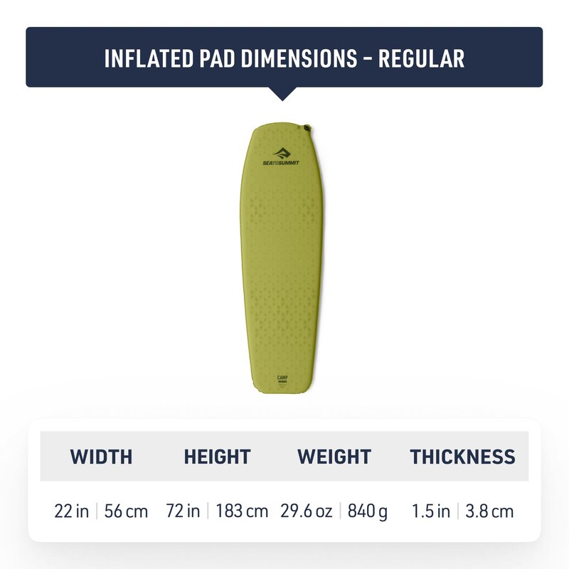 Sea to Summit Camp Self-Inflating Foam Sleeping Mat for Camping and Backpacking - Tapered - Regular (72 x 22 x 1.5 inches)