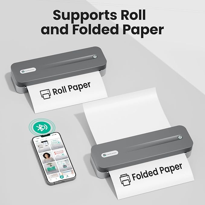 CamScanner P1 Pro Thermal Printer, Large Format Portable Bluetooth Inkless Printer with 1 Roll Paper 8.5x11 Inch, Compatible with iPhone ＆ Computer,Home Office Essentials