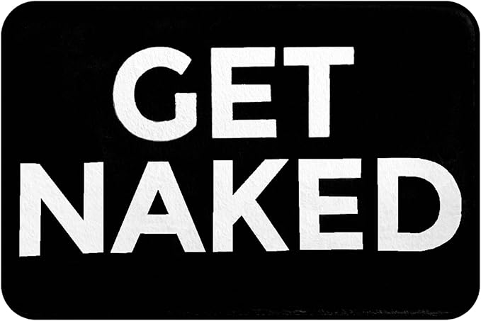 Black Get Naked Memory Foam Bath Mat 32x20 Inch, Funny Bathroom Rugs, Cute Dorm, Apartment Decor, Soft Non Slip Absorbent Mats for Shower, Vanity