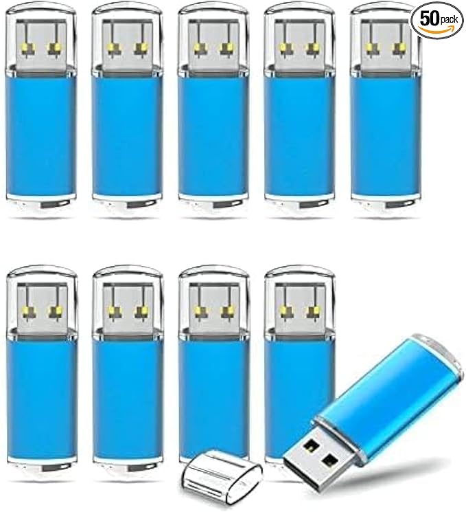 TOPESEL 50 Pack 4GB USB 2.0 Flash Drive High Speed Thumb Drive Memory Stick Jump Drive 4G USB Drive Zip Drive for PC laptops, Tablets, TVs, car Audio Blue(50Pack 4G)