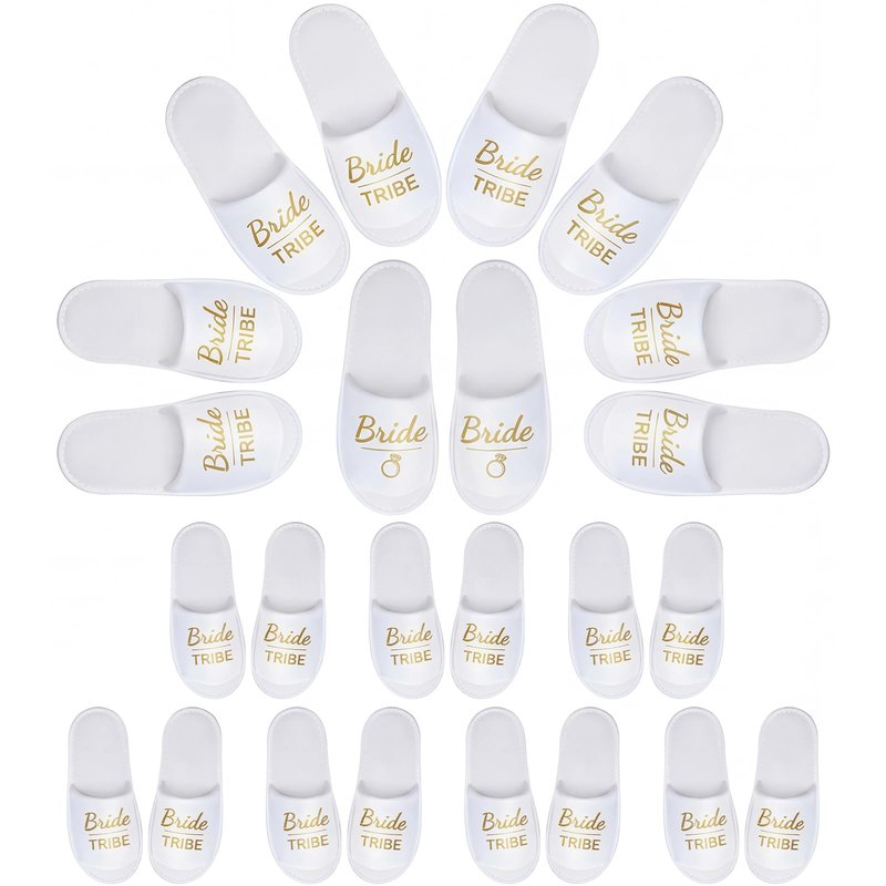 Ramede Set of 12 Bridesmaid Slippers, Disposable Wedding Slippers Bulk, Bride & Bridesmaid Tribe Gifts for Wedding Day Bridal Party, Bachelorette Party Favors (one Size Fits Us 6-10)