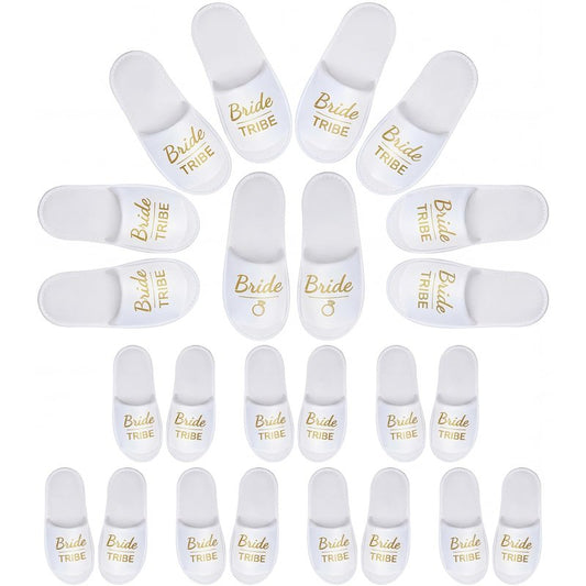 Ramede Set of 12 Bridesmaid Slippers, Disposable Wedding Slippers Bulk, Bride & Bridesmaid Tribe Gifts for Wedding Day Bridal Party, Bachelorette Party Favors (one Size Fits Us 6-10)