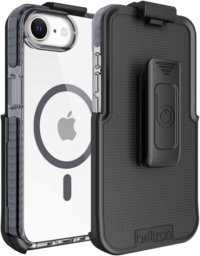 BELTRON Belt Case for iPhone 16e (2025) iPhone 17e (2026) Slim Protective Transparent Case & Rotating Belt Clip Holster Combo (Compatible with MagSafe)