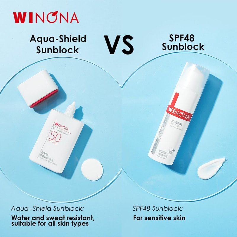 WINONA Sunblock Milk SPF 50+++, Alcohol-Free Face Sunscreen for Sensitive Skin, Lightweight & Non-Greasy, Waterproof Sun Protection, 1.76oz