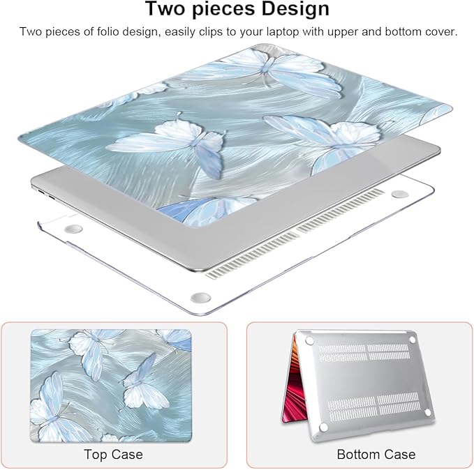 LCMOCICO Compatible with 2021 2020 MacBook Air 13 inch Case M1 A2337 A2179 A1932 2018 2019 Release, Pattern Plastic Hard Shell Case & Keyboard Cover for Mac Air 13.3 Touch ID, Tin Foil Butterfly
