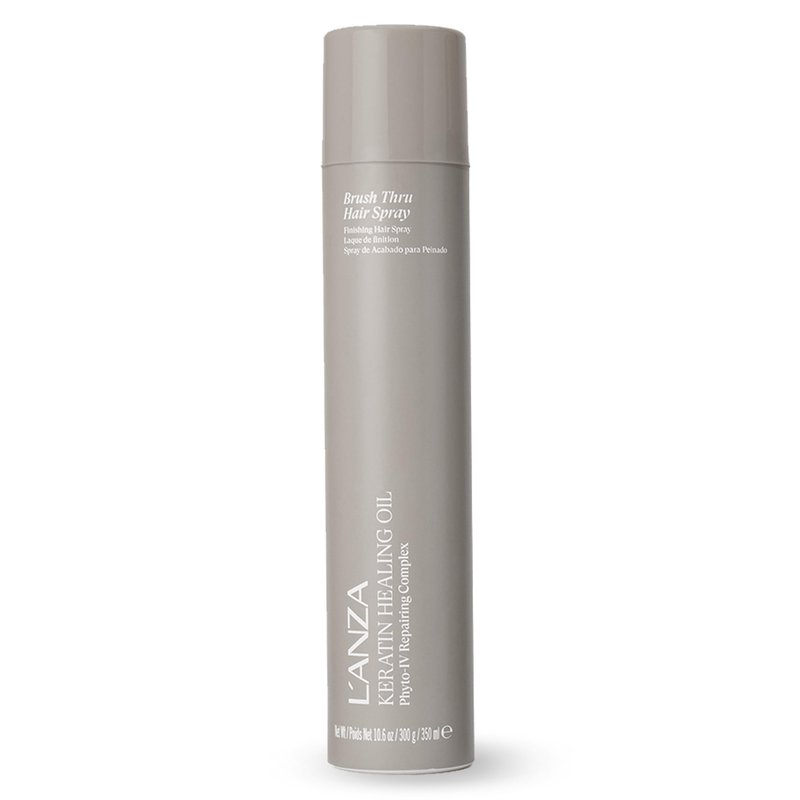 L'ANZA Keratin Healing Oil Brush Thru Hair Spray Medium Hold Hairspray, Brushable Control, Anti-Humidity, Adds Shine, Heat & UV Protection, Color Safe Anti-Humidity, Sulfate Free (10.6 Fl Oz)