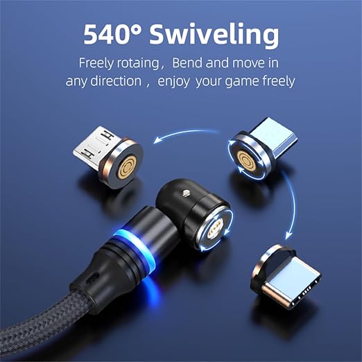 Losuesme Magnetic Charging Cable (6-Pack,1.6+3.3+3.3+6.6+6.6+10ft) 540° Rotation Magnet Phone Charger USB C Cable 3A Fast Charging Magnetic Charger Cable with LED Light for Micro USB Type C Device