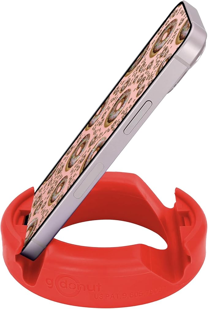 GoDonut Original – Phone and Tablet Stand – Compatible with Devices UP to 0.5" Thick Including Protective Cases - for use at Work, at Home, Travel and on-the-go - Red