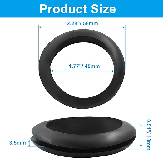 Kyuionty 12 Pcs Rubber Grommets, 1-3/4" Inside Diameter 2" Drill Hole Rubber Wire Grommets O Ring Grommets for Wire, Firewall, Cables, Plugs, Automotive