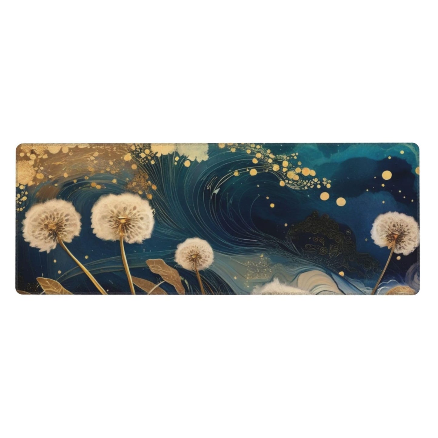 Gaming Mouse Pad, Large Non-Slip Rubber Base Mousepad, Keyboard Mouse Mat, Desk Pad with Stitched Edges, 31.5x11.8inch, Abstract Dandelion