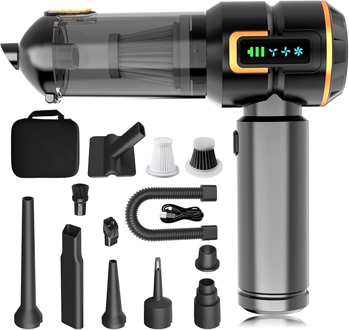 KedeeSparkle Car Vacuum Cleaner Cordless, 22000PA High Power Portable Handheld Vacuum & Compressed Air Duster, Mini Vacuum with LED Display, 3 Modes Brushless Motor for Car, Home, Office, Camping