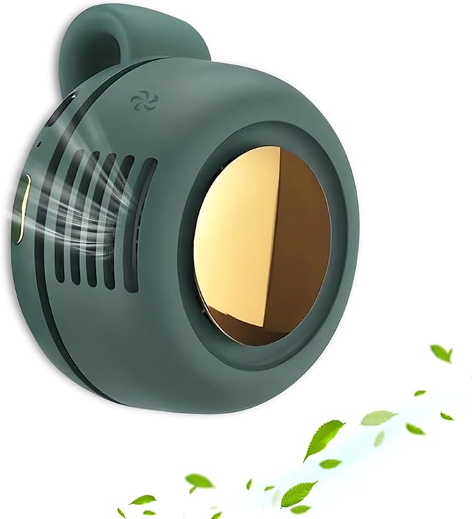 Wshxjzyay Portable Silent Mini Bladeless Fan Clip on, Portable Silent Mini Bladeless Electric Fan, For Outdoor & Travel & Office, Travel Accessories, Gift, Adjustable 3-Speed (Type-c, Green)